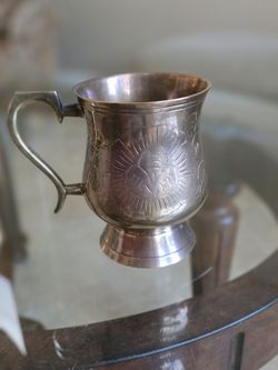 Vintage EPNS Silver Plate Floral Engraved Pedestal Tankard Mug