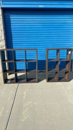 Dark Brown Cube Storage Shelves – Set of 2