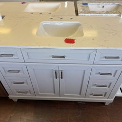 Talmore 48 in. Single Sink Sky Grey Bath Vanity with White Engineered Carrara Top