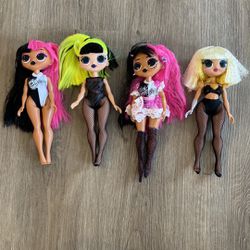 LOL Surprise Bhad Gurl Fame Queen Metal Chick Lot Of 4   In used condition. Please look at pictures carefully for condition  Dolls are missing some cl