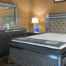 Queen Gray LED Bedroom Set