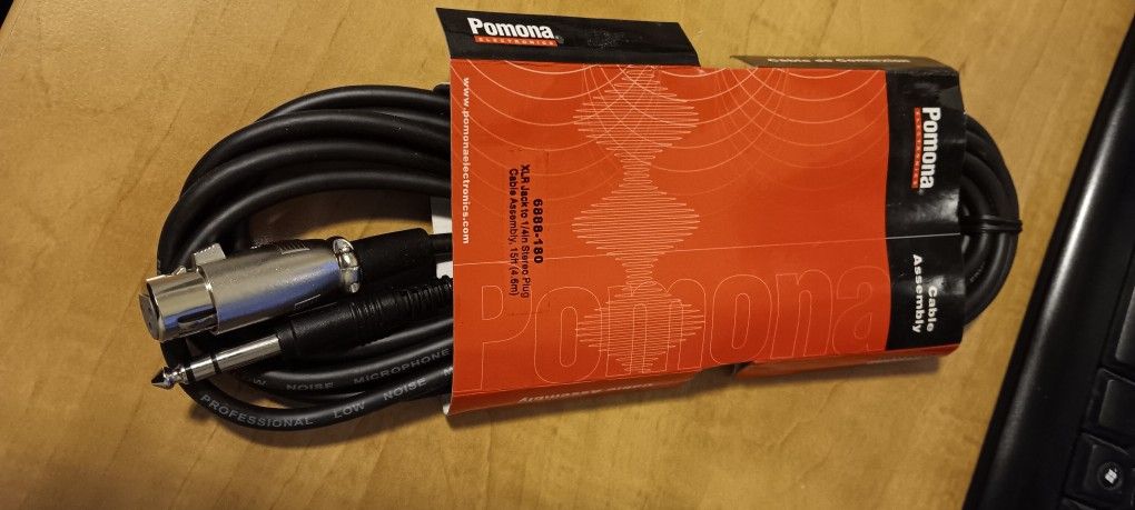 15ft XLR 3-Pin Female To 1/4" Mono Plug Mic Audio Cable