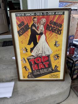 Vintage framed movie poster, top hat with Fred Astaire and Ginger Rogers published by what’s Vintage movie poster, top hat with Fred Astaire and Ginge