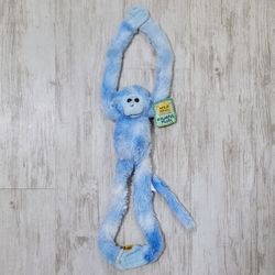 Wild Republic K&M Hanging Monkey Plush Toy Stuffed Animal Blue White VTG 17"