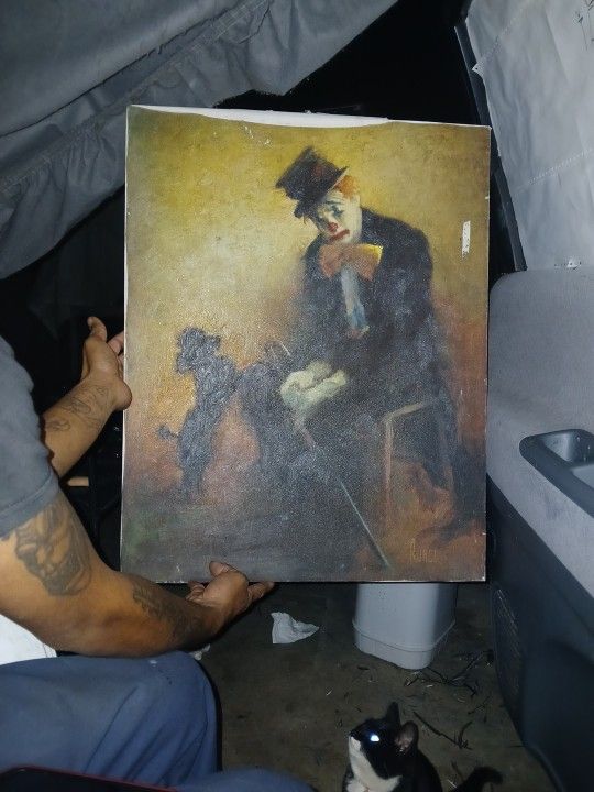 sad clown show time painting