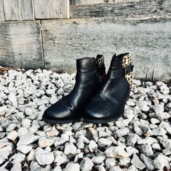 Black & leopard booties