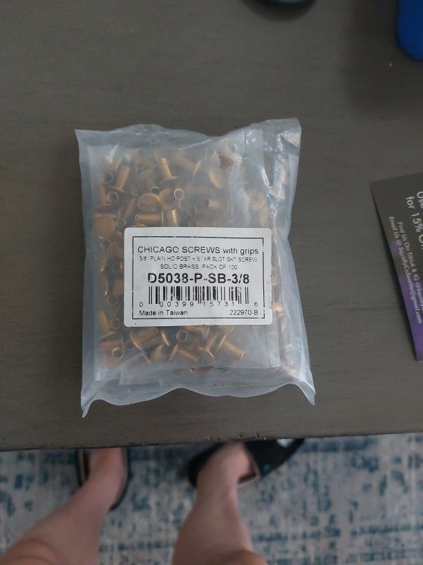 3/8" Brass Chicago Screws 100 Pack