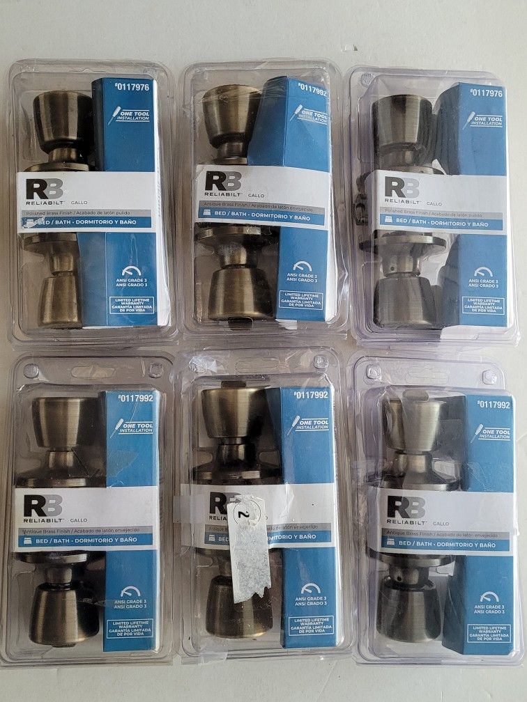 Antique Brass Bed/bath Door Knobs Locks