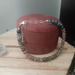 Rainbow Tourmaline Handmade Sterling Silver Bracelet