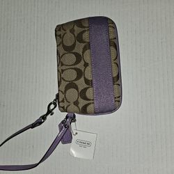 Coach Light Purple And Brown Wristlet