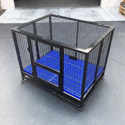 (NEW) $155 Large Heavy-Duty Dog Crate 41”x31”x34” Single-Door Folding Cage Kennel w/ Plastic Tray 