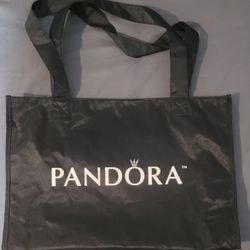 PANDORA Tote Bag BLACK SATIN Microfiber Handbag Shopper 12"x18"x4" Amazing