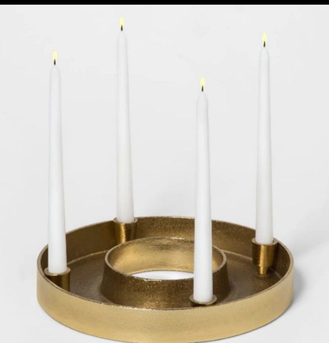 Threshold gold brass candelabra for taper candles NEW. PRICE IS FIRM