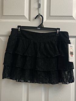 Brand new Juniors black tier lace mini skirt size L