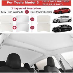 Tesla Model 3 Glass Roof Sunshade Front & Rear Top Windows Sun Shade Covers Set