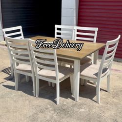 Dining Set Table and 6 Chairs White See photos and details