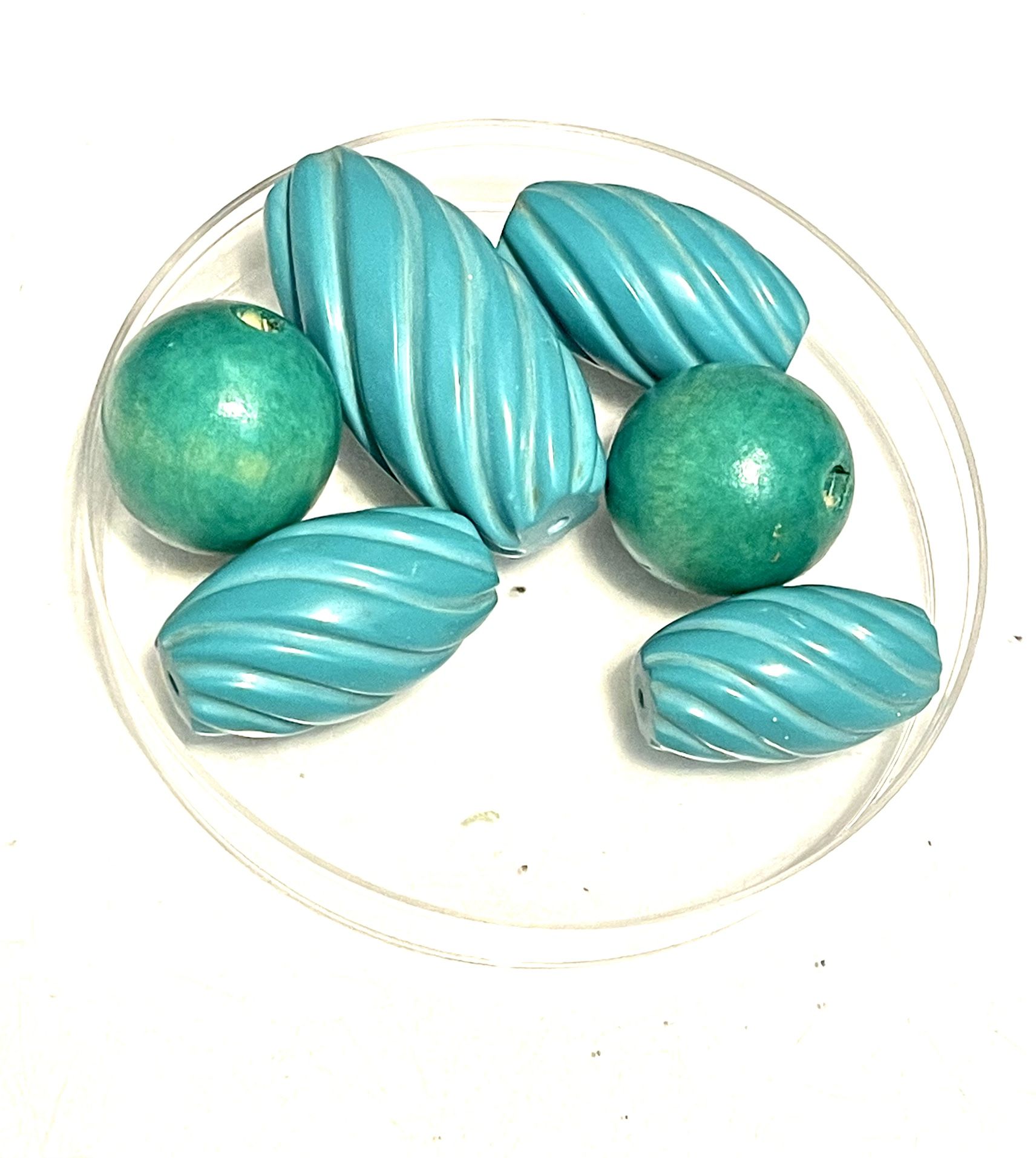 Lot Of Turquoise Wood Beads