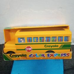 1998 Crayola Color Express School Bus w 24 Crayola Crayons. Crayola storage bus