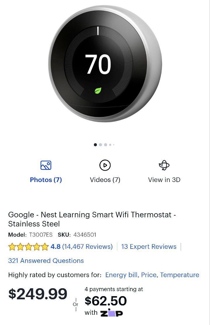 Google Nest Learning Thermostat 