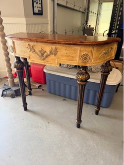 Antique-Style Demilune Console Table