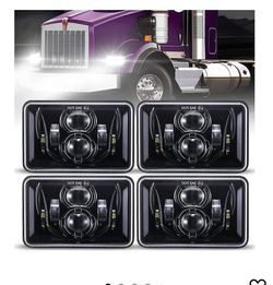 4Pcs 4x6 Led Headlights DOT Approved Peterbilt 379 Headlights Compatible With...