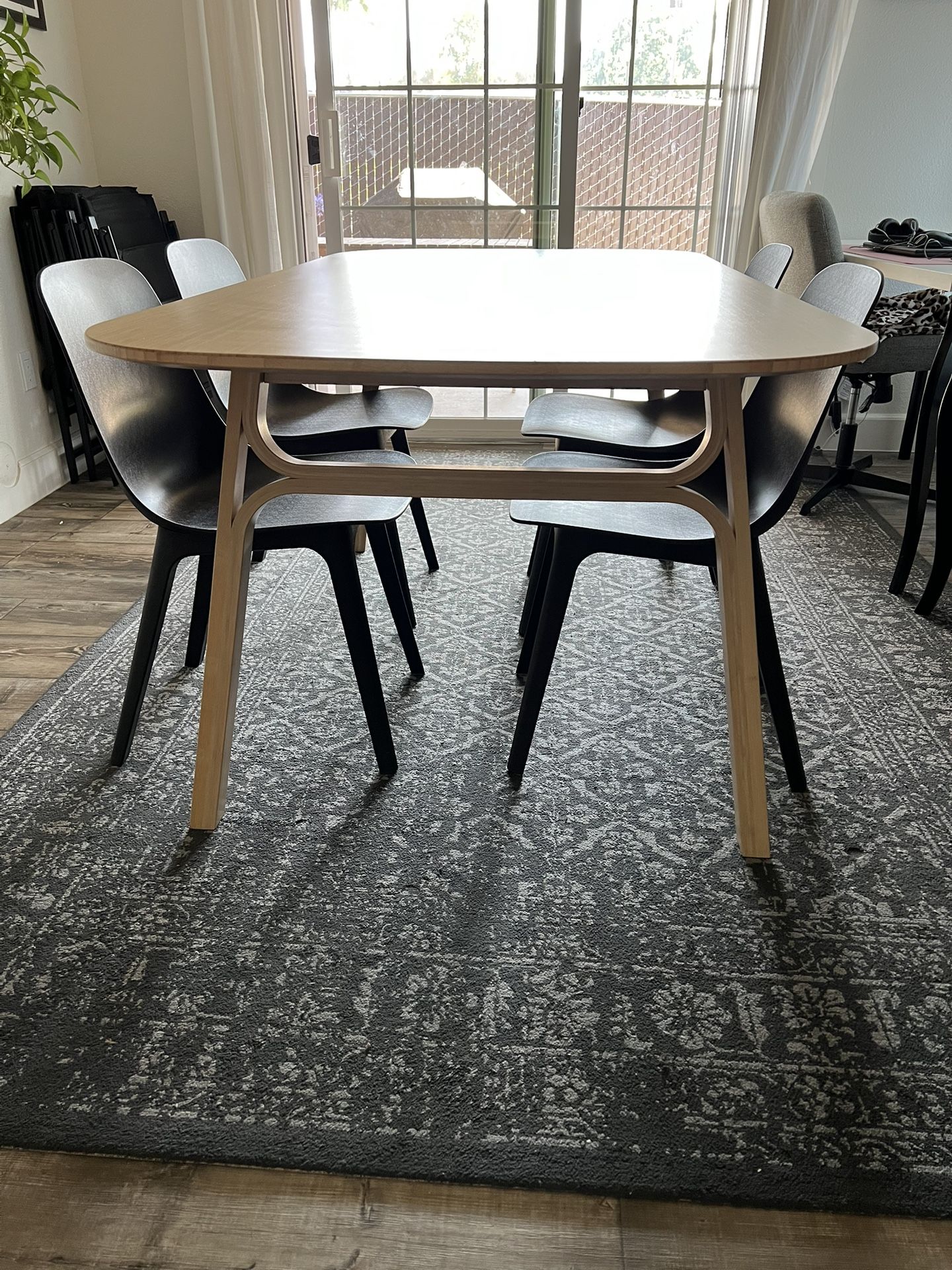 Bamboo Dining Table With 6 Chairs