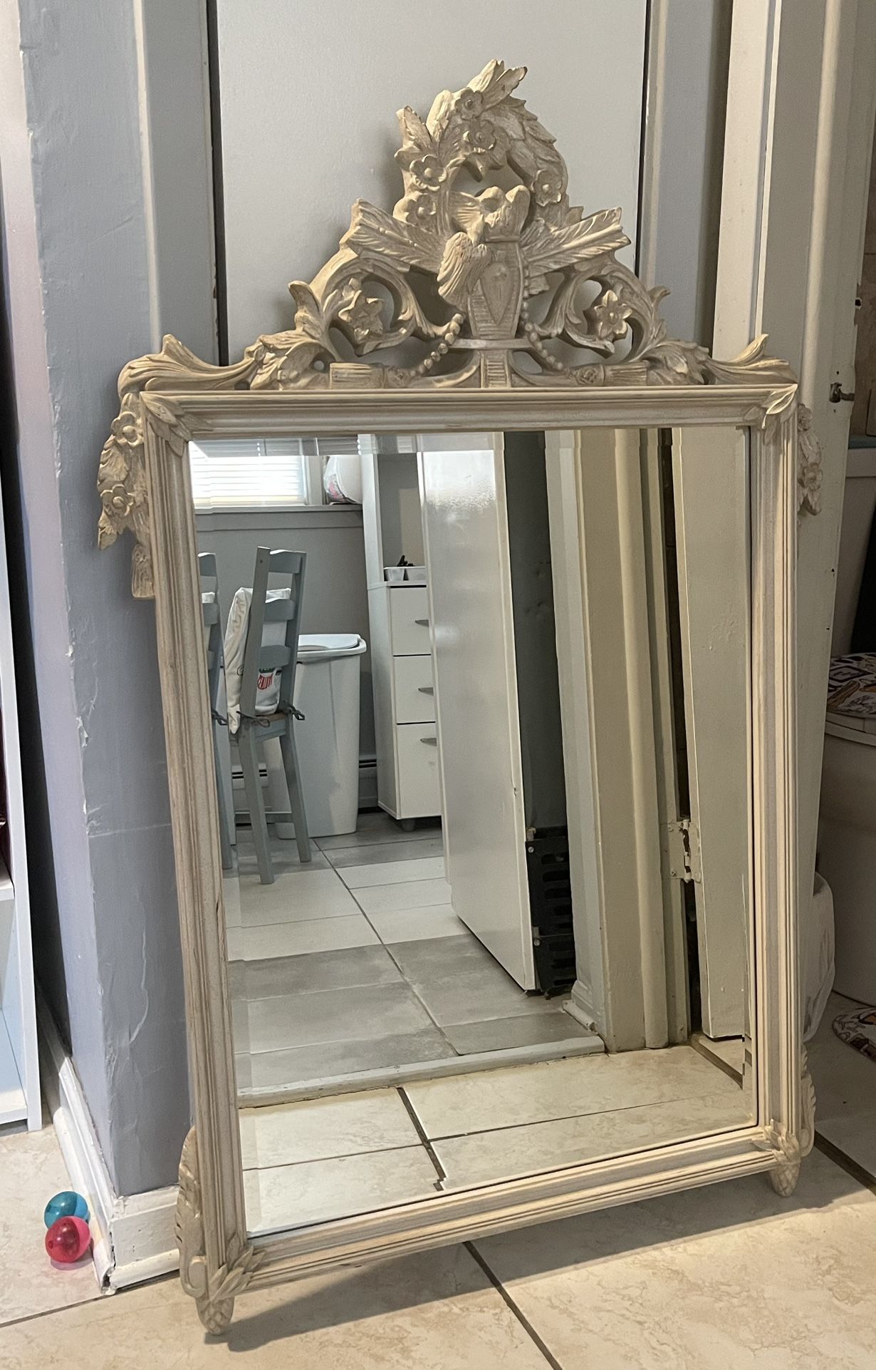 Big Crème Wooden Mirror