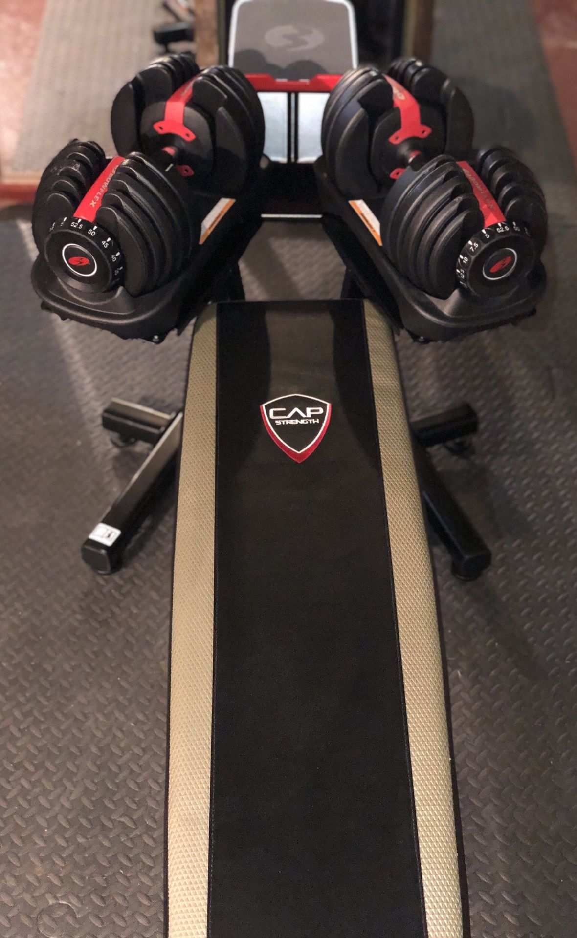 Bowflex Dumbbells with Stand and Cap Bench