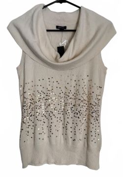 NEW Apt. 9 Women's Cowl Neck Sleeveless Sweater Size Medium Sequins Party Retro