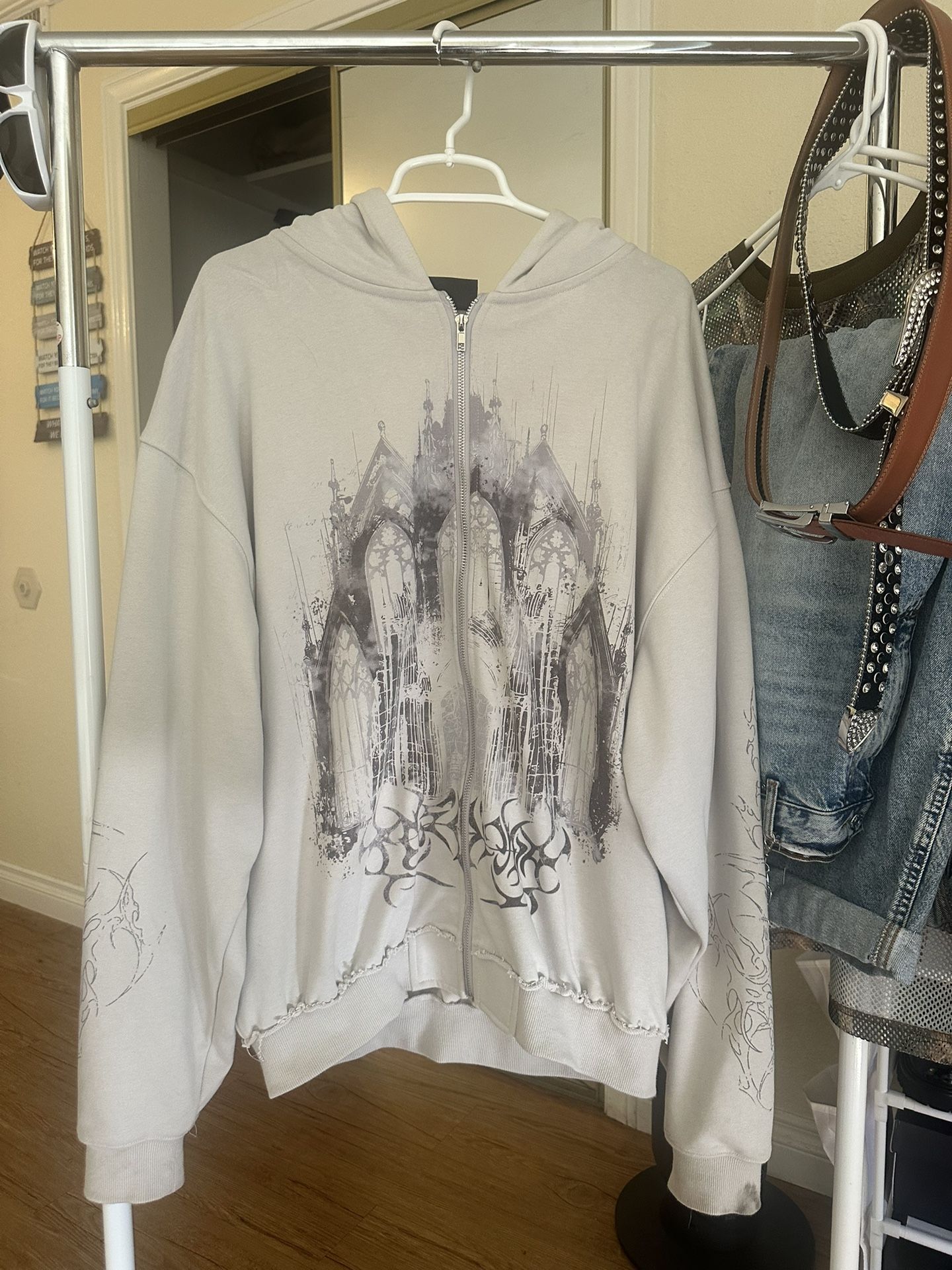 Insomnia Visuals Gray Cathedral V2 Zip Hoodie