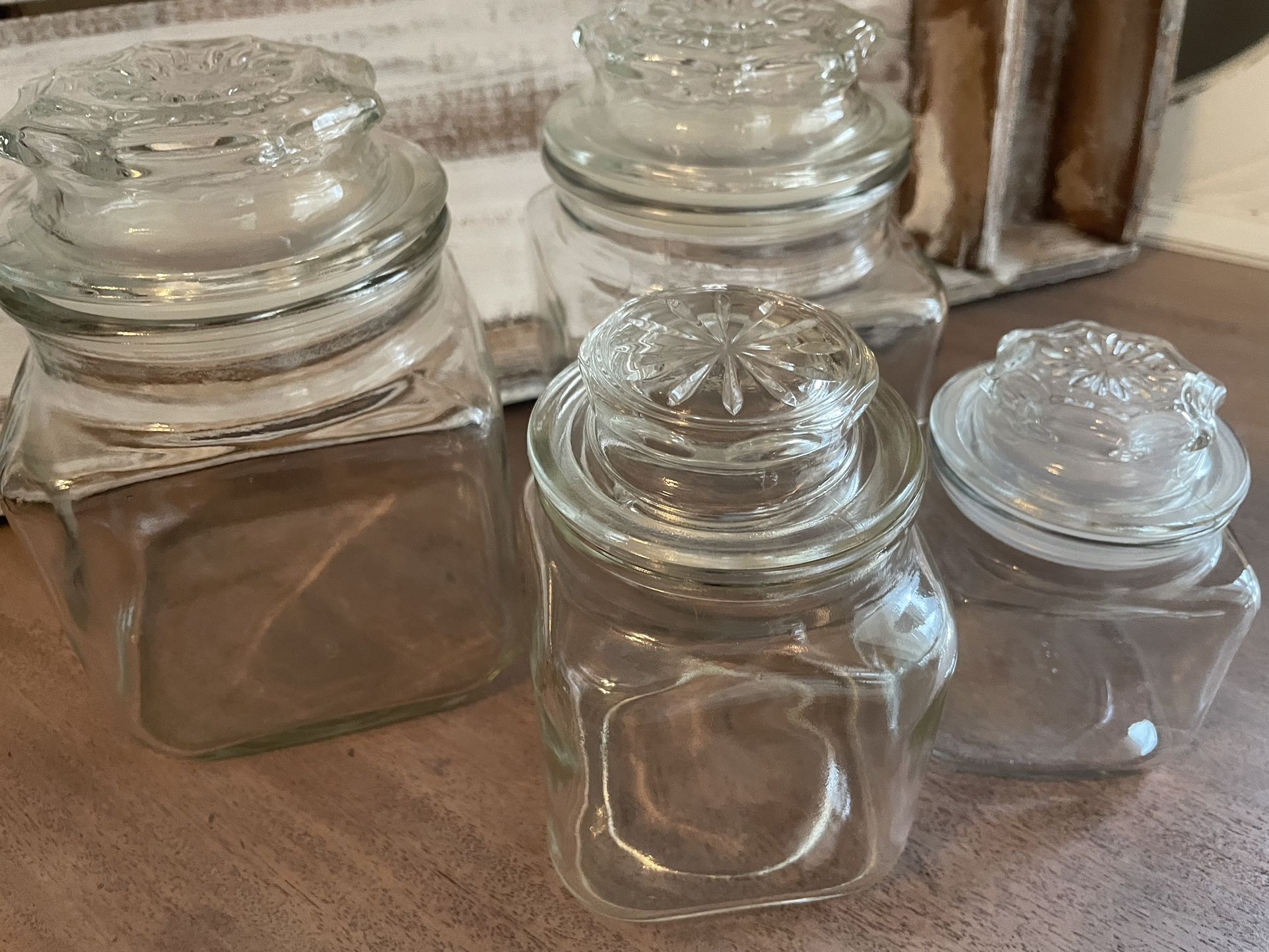 Vintage Clear Glass Jar Canister Lot