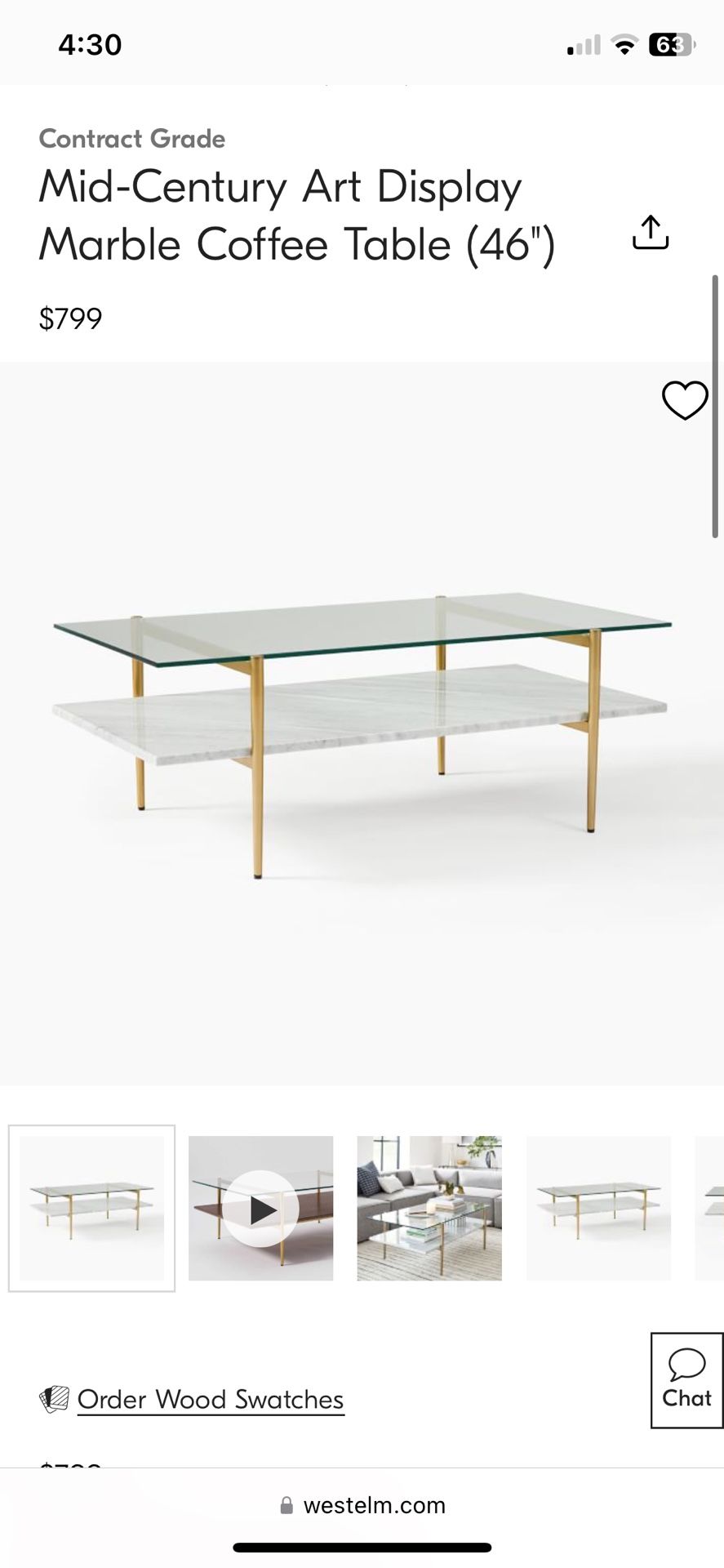 West Elm Marble Coffee Table
