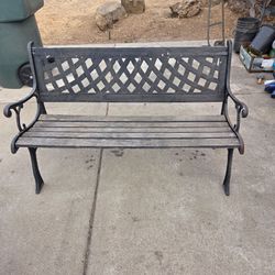 Wood bench with iron frame