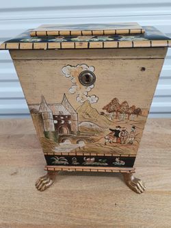 vintage toleware or japanned decorative box,