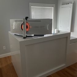 Large Gloss White Custom Made L-Shaped Reception Work Desk