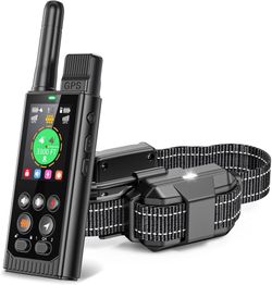 3-in-1 Wireless Dog Fence with Real-Time GPS Tracker: Off-Grid, No Subscription, App-Free, Custom Boundary with Dual GPS & Training Collar (Black)