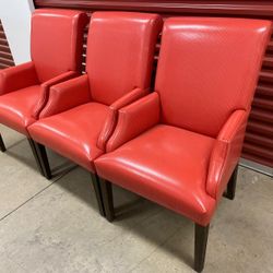 Three Faux Leather Dining Chairs