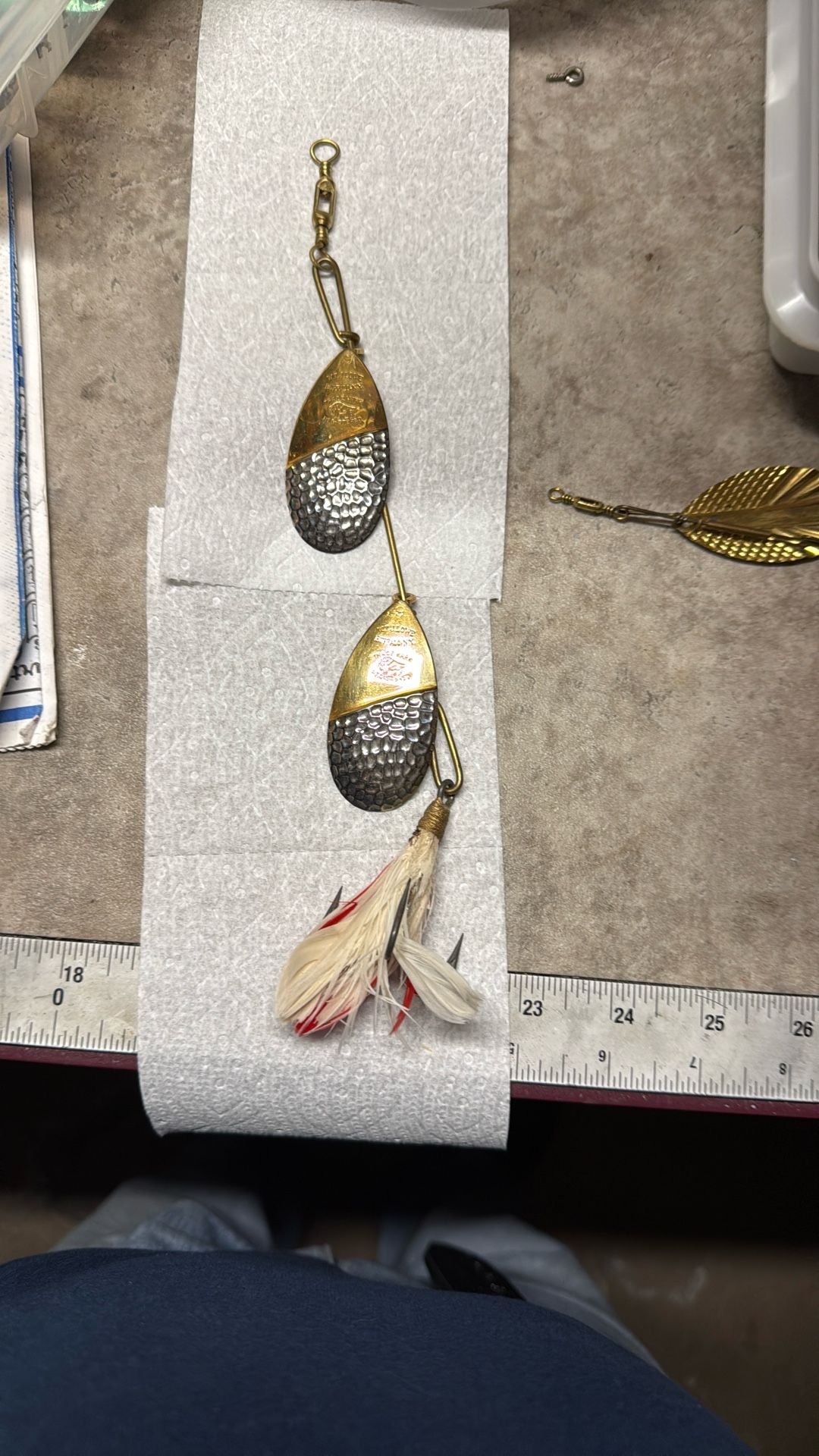 Vintage double blade spinning lure made by WTJ low