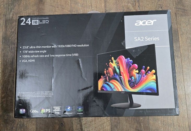 acer SH242Y 23.8-inch IPS Gaming Monitor 100Hz 1920x1080 Full HD 1ms Response Time HDMI