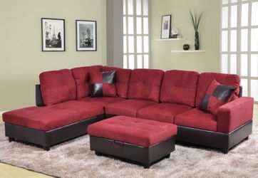 Brand New Red Microfiber Sectional Set & Free Delivery