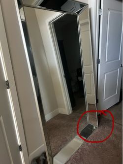 Oversized Modern Floor Mirror – Beveled Mirrored Frame – $300