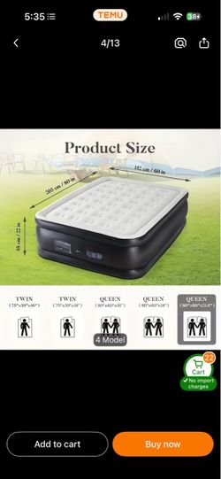 Queen Size Inflatable Air Mattress 80x60x22