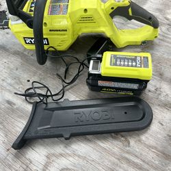 Ryobi 40w Brushless 14 “ Chainsaw With Battery And Charger 