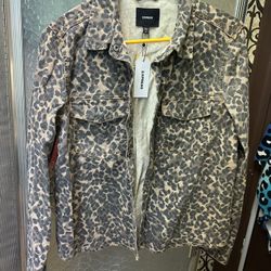 Express Cheetah Leopard New With Tags Denim Lightweight Jean Jacket Size Medium 
