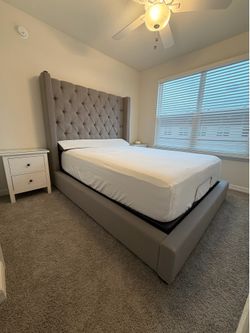Bed Frame (Sorinella Queen Upholstered bed) & Hemnes Nightstand (IKEA)