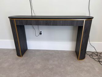 Modern Console Table – Black & Dark Wood with Gold Accents