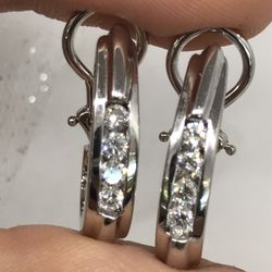 14k  Solid White Gold Earrings With 0.50ct Diamonds 