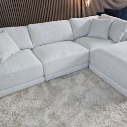 Dayna By Aiden & Ivy 4-piece Fabric Modular Sectional Light Gray