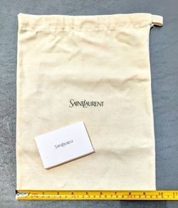 NEW Saint Laurent Beige 100% Cotton Flannel Drawstring Dust Bag ~ 13" x 9.75"