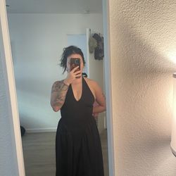 Long Black Corset Fitting Dress